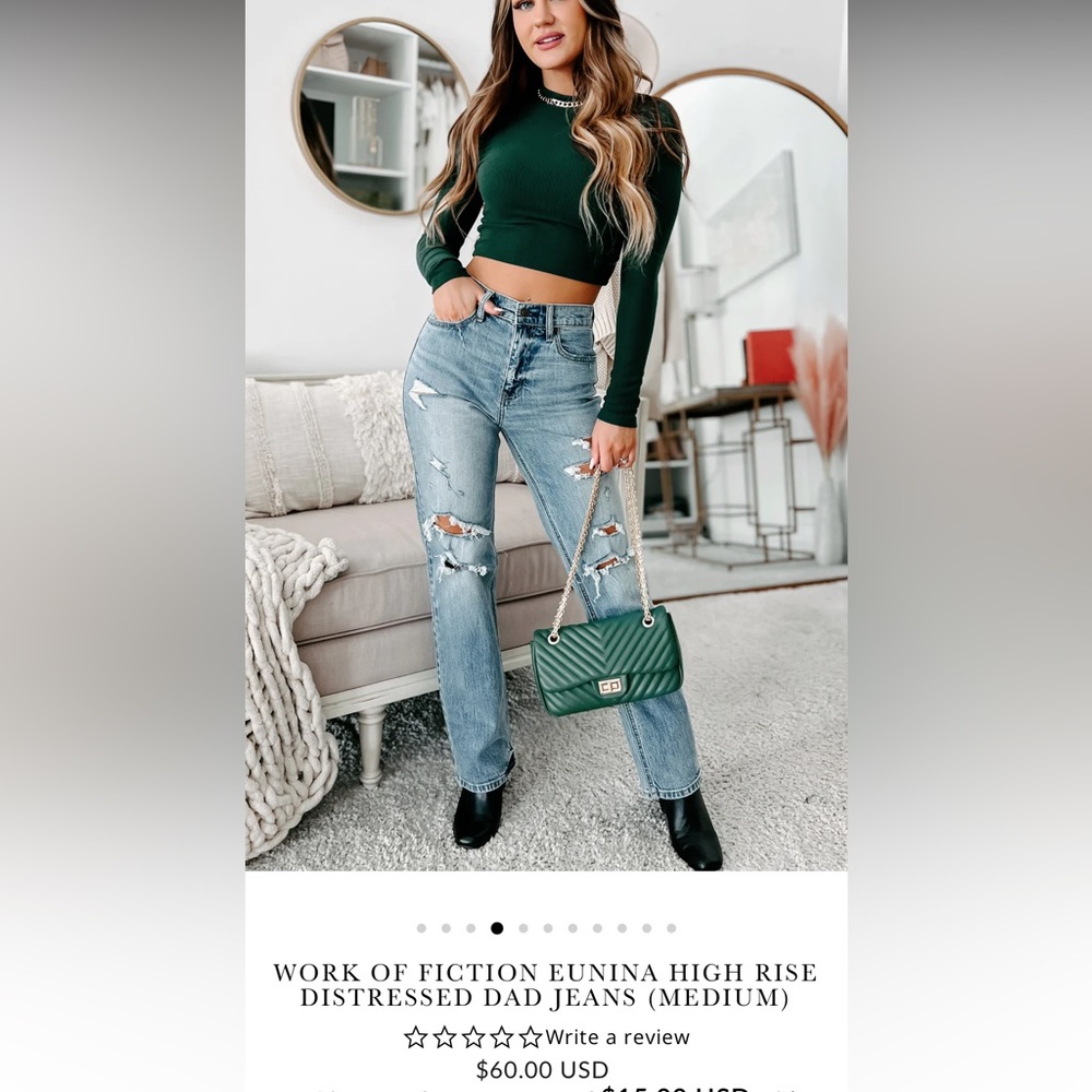 Eunina super high rise dad jeans. Blue ripped new with tags jeans size 3